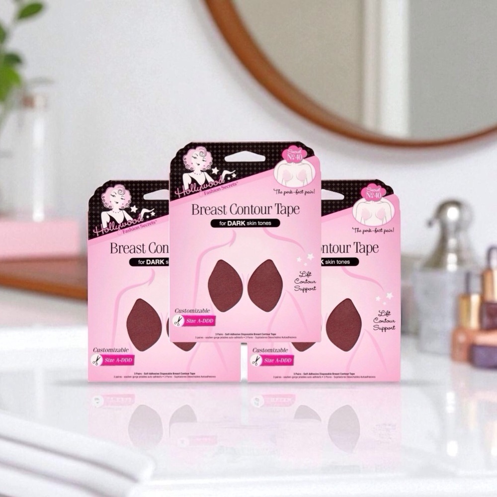 (3)- Hollywood Fashion Secrets Breast Contour Tape - Dark Shade, 9-pairs